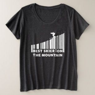 Cooler Strichcode Design Bester Skifahrer auf dem Große Größe T-Shirt