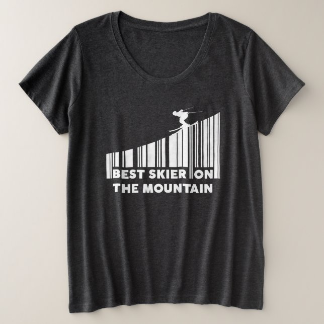 Cooler Strichcode Design Bester Skifahrer auf dem  Große Größe T-Shirt (Design vorne)