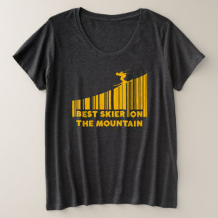 Cooler Strichcode Design Bester Skifahrer auf dem  Große Größe T-Shirt