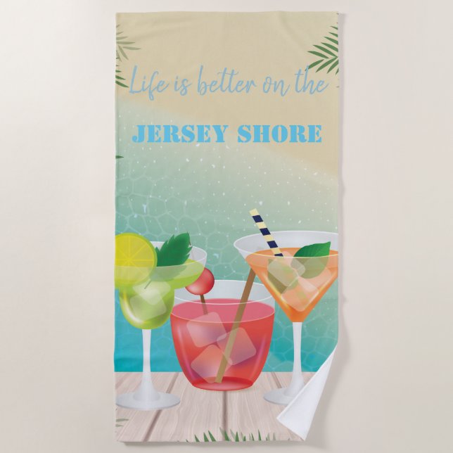 Cooler, stylischer Strand, Cocktails Strandtuch (Vorderseite)