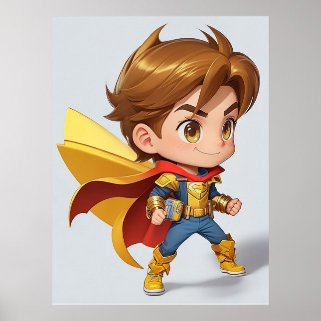 Cooler Superhelden-Comic-Junge AI-Kunst  Poster (Vorne)