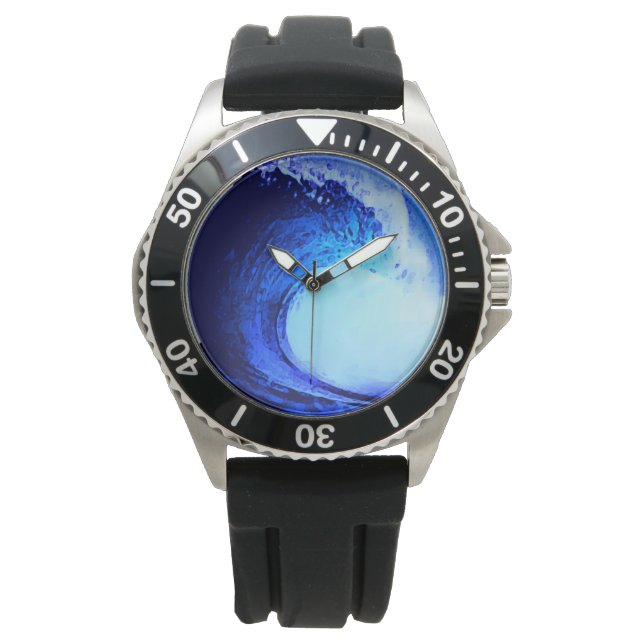 Cooler Surf Style Blue Wave Armbanduhr (Vorderseite)