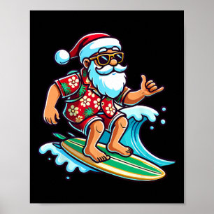 Cooler surfen Santa Weihnachten im Juli Sommerstra Poster