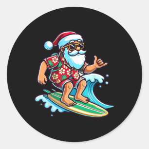 Cooler surfen Santa Weihnachten im Juli Sommerstra Runder Aufkleber
