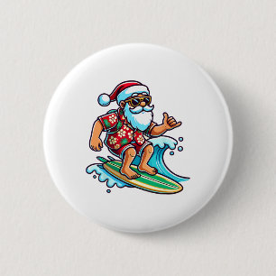 Cooler surftender Weihnachtsmann Christmas im Juli Button