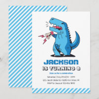 Cooler T-Rex Cartoon Blue Dinosaurier Kindergeburt