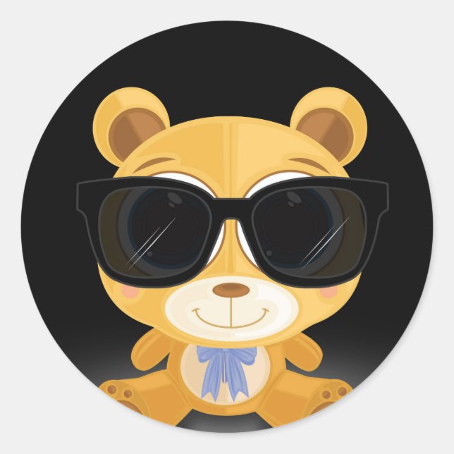 Cooler Teddy Bär Runder Aufkleber (Vorderseite)