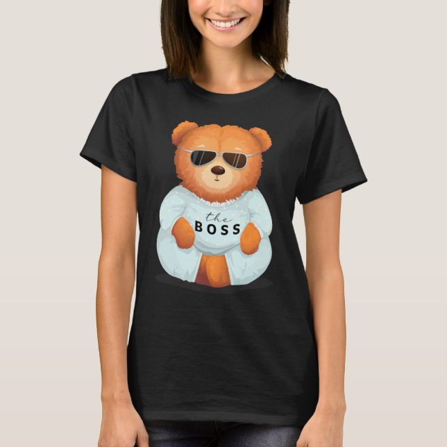 Cooler Teddybär mit Sonnenbrille Teddy The Boss Bo T-Shirt (Vorderseite)