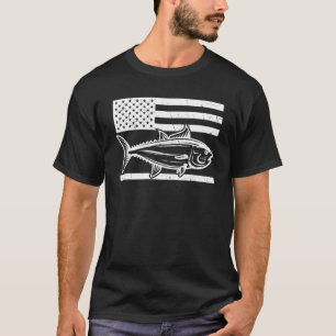 Cooler Thunfisch Amerikanische Flagge Angelrute Th T-Shirt