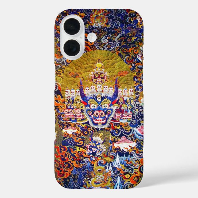 Cooler tibetischer Thangka-Gott tattoo lebendig iPhone 16 Hülle (Rückseite)