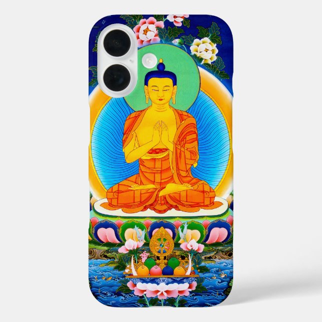 Cooler tibetischer Thangka Prabhutaratna Buddha iPhone 16 Hülle (Rückseite)