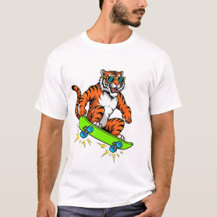 Cooler Tiger auf Skateboard – Retro-Street-Style-C T-Shirt