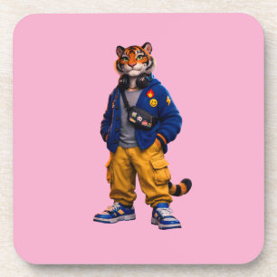 Cooler Tiger in Streetwear-Kunst - Urbaner Stil Ti Getränkeuntersetzer