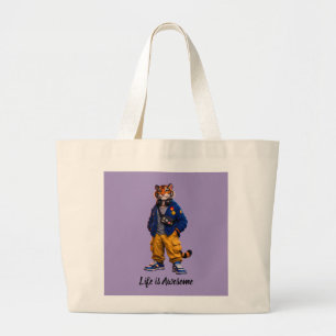 Cooler Tiger in Streetwear-Kunst - Urbaner Stil Ti Jumbo Stoffbeutel