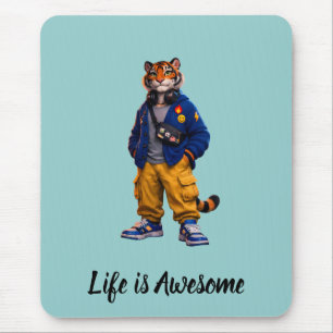 Cooler Tiger in Streetwear-Kunst - Urbaner Stil Ti Mousepad