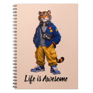 Cooler Tiger in Streetwear-Kunst - Urbaner Stil Ti Notizblock