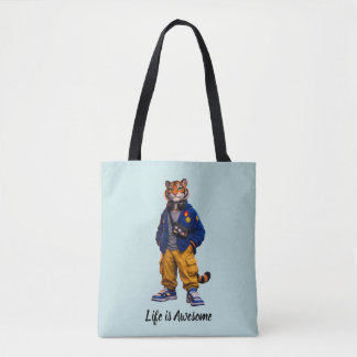 Cooler Tiger in Streetwear-Kunst - Urbaner Stil Ti Tasche