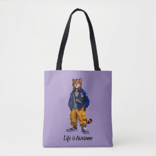 Cooler Tiger in Streetwear-Kunst - Urbaner Stil Ti Tasche
