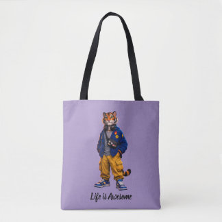 Cooler Tiger in Streetwear-Kunst - Urbaner Stil Ti Tasche