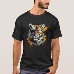 Cooler Tiger mit Sonnenbrille mit farbenfrohen Tin T-Shirt