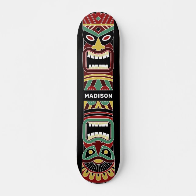 Cooler Tiki Totem-individuelle Name Skateboard (Vorne)