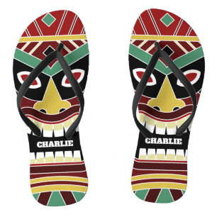 Cooler Tiki Totem-individueller Name drehen Flip Flops