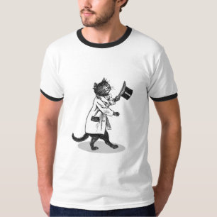 Cooler Top Hat Cat Vintag Art T - Shirt