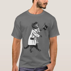 Cooler Top Hat Cat Vintag Art T - Shirt