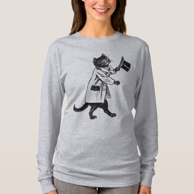 Cooler Top Hat Cat Vintag Art T - Shirt (Vorderseite)
