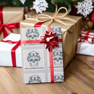 Cooler Totenkopf Frohe Weihnachten Name Geschenkpapier