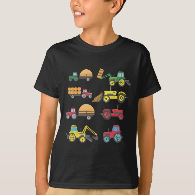 Cooler Traktor Zeichnend Landwirtschaftshauptbauer T-Shirt (Vorderseite)