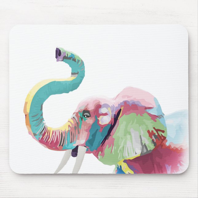 Cooler, trendiger, farbenfroher Elefant Mousepad (Vorne)