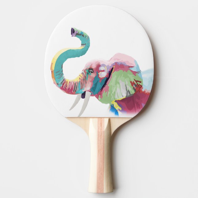Cooler, trendiger, farbenfroher Elefant Tischtennis Schläger (Vorderseite)