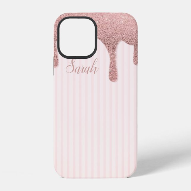 Cooler trendiger rosa Glitter iPhone 12 Hülle (Rückseite)