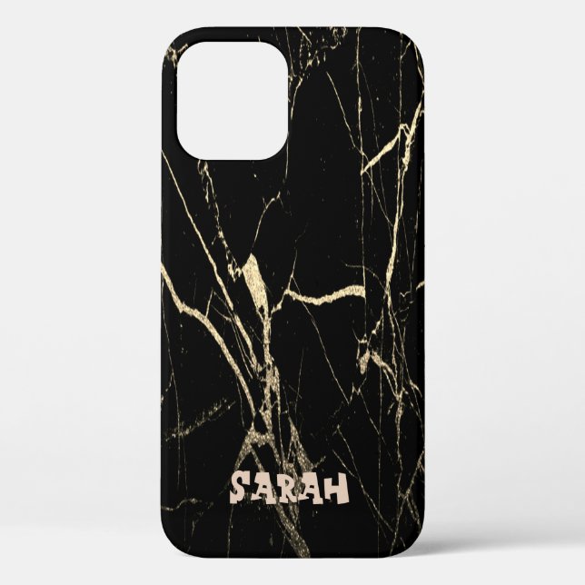 Cooler trendiger schwarzer Marmor Case-Mate iPhone Hülle (Rückseite)