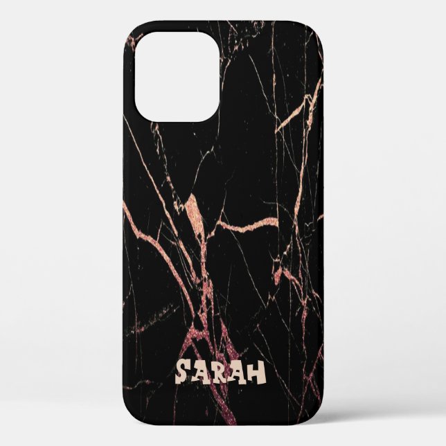 Cooler trendiger schwarzer Marmor Case-Mate iPhone Hülle (Rückseite)