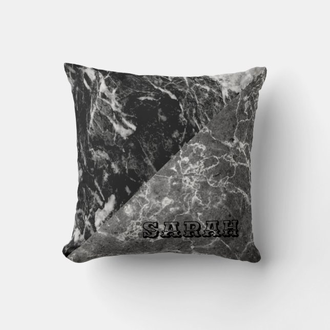 Cooler trendiger schwarzer Marmor Kissen (Vorderseite)
