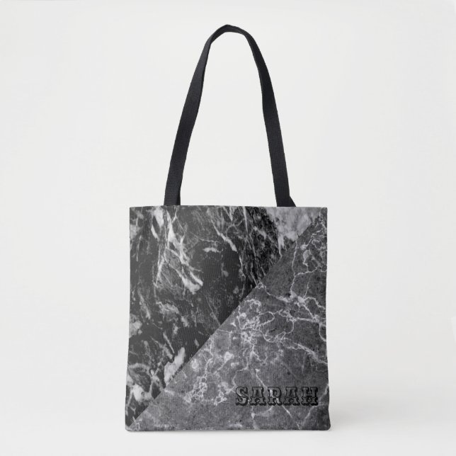 Cooler trendiger schwarzer Marmor Tasche (Vorderseite)