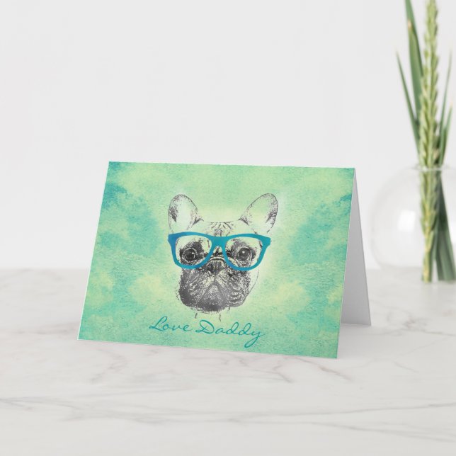 Cooler, trendiger, Vintager Bulldog-Welpe Karte (Vorderseite)