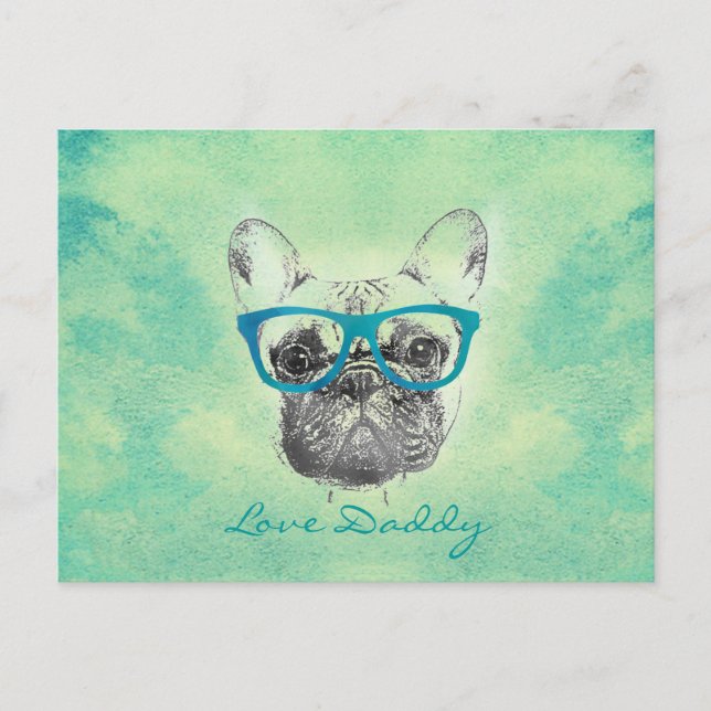 Cooler, trendiger, Vintager Bulldog-Welpe Postkarte (Vorderseite)