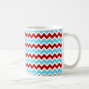 Cooler Trendy aquamariner Türkis-rote Zickzack Kaffeetasse
