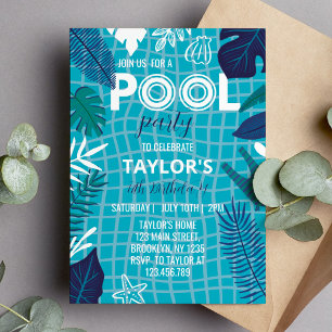 Cooler Tropical Pool Boy Geburtstagseinladung Einladung
