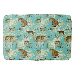 Cooler Tropischer Safari Wildkatzen Tiger Aquamari Badematte
