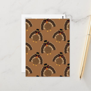 Cooler Truthahn Thanksgiving-Spaß braunes Muster Postkarte