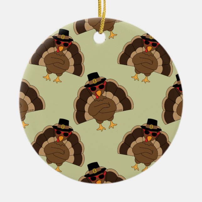 Cooler türkischer Erntedank mit braunem, grünem Mu Keramik Ornament (Vorne)