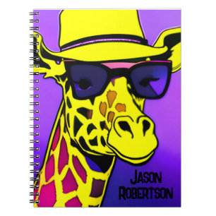Cooler Typ Giraffe in Sonnenbrille. bearbeitbar Notizblock