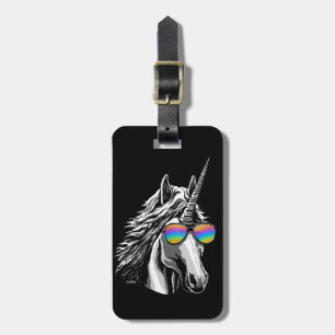 Cooler Unicorn mit Regenbogensonnenbrillen Gepäckanhänger
