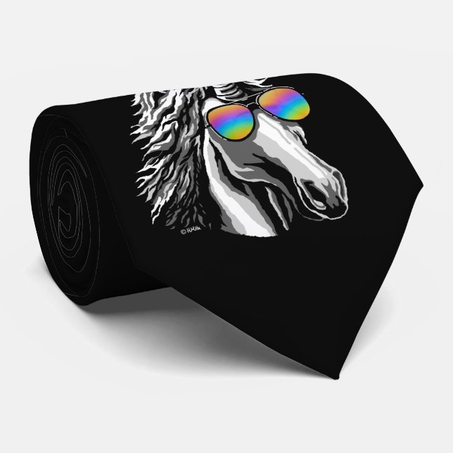 Cooler Unicorn mit Regenbogensonnenbrillen Krawatte (Gerollt)