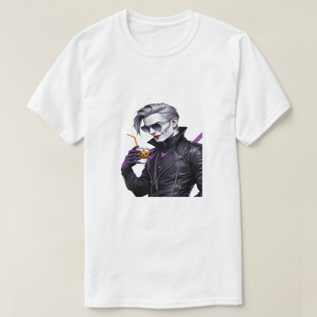 Cooler Vampire Halloween T - Shirt - Moderner Funn (Design vorne)