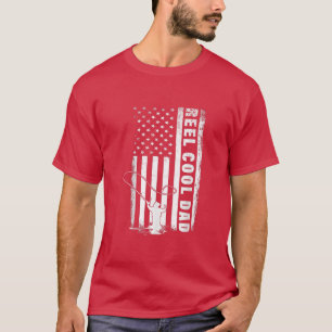 Cooler Vater Angeln Vater 4. Juli USA Flagge T-Shirt